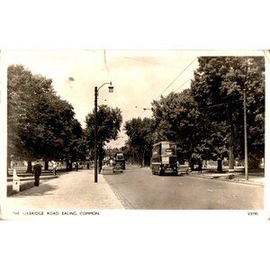 Vintage 1957 Postcard with Double-Decker Bus Image - London the Uxbridge Road -